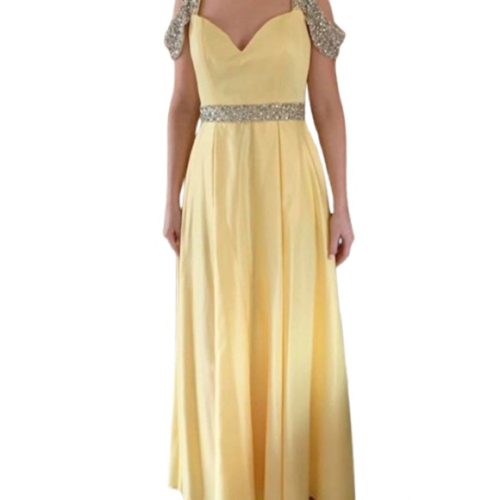 NOX by Anabel Evening Dress For Women Yellow Satin Party Prom Cocktail Size S